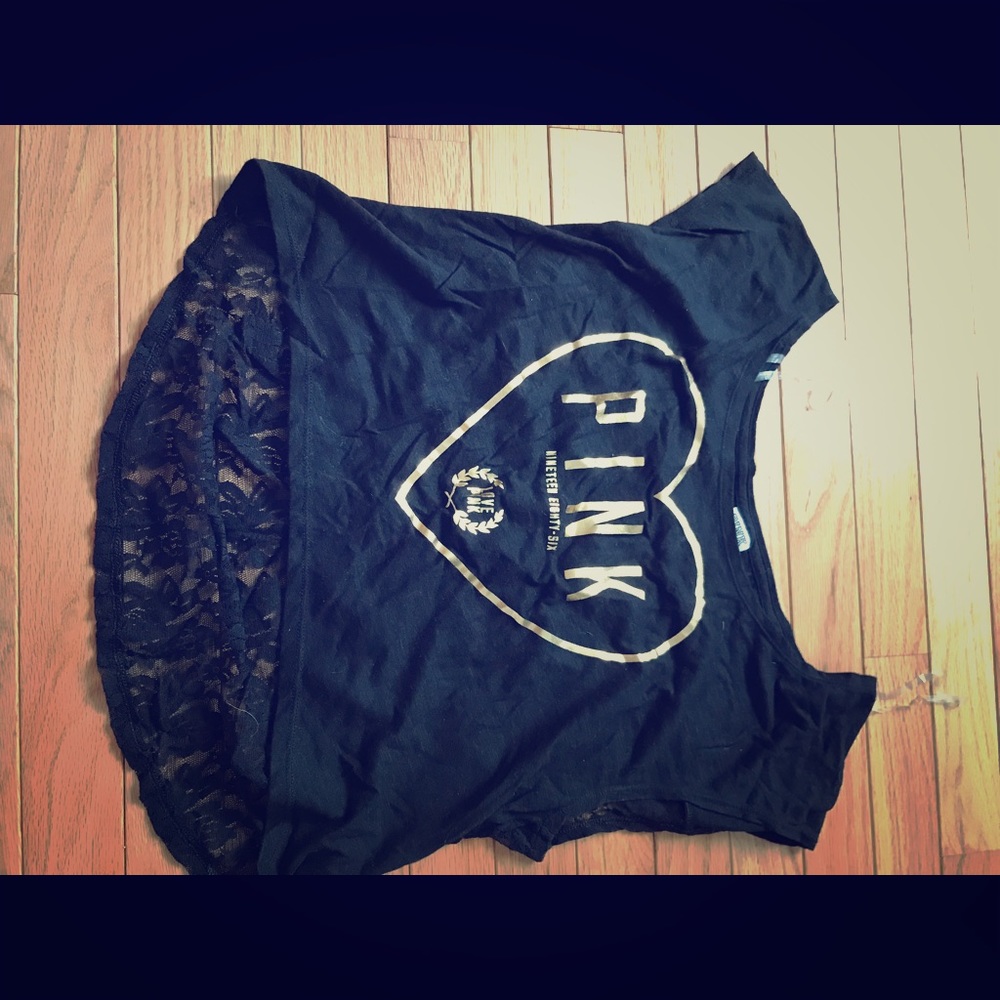 Black crop top with lace back